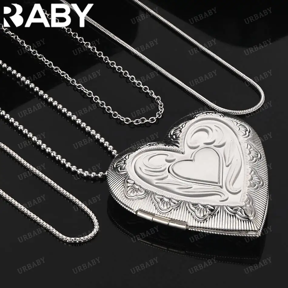 

URBABY 40-75cm 925 Sterling Silver Heart Pendant Necklace For Women Creativity Gifts Street All-match Party And Daily Wear