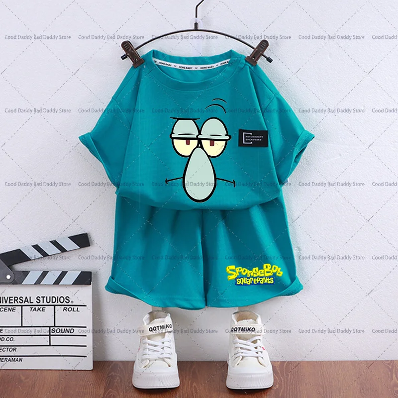 SpongeBob Kinder-Waffel-T-Shirt-Hosen-Set - Weiches Baumwoll-Kurzarm-T-Shirt & Shorts für Jungen und Mädchen, Niedliches Cartoon-Sommer-Outfit Geschenk – Detail 3