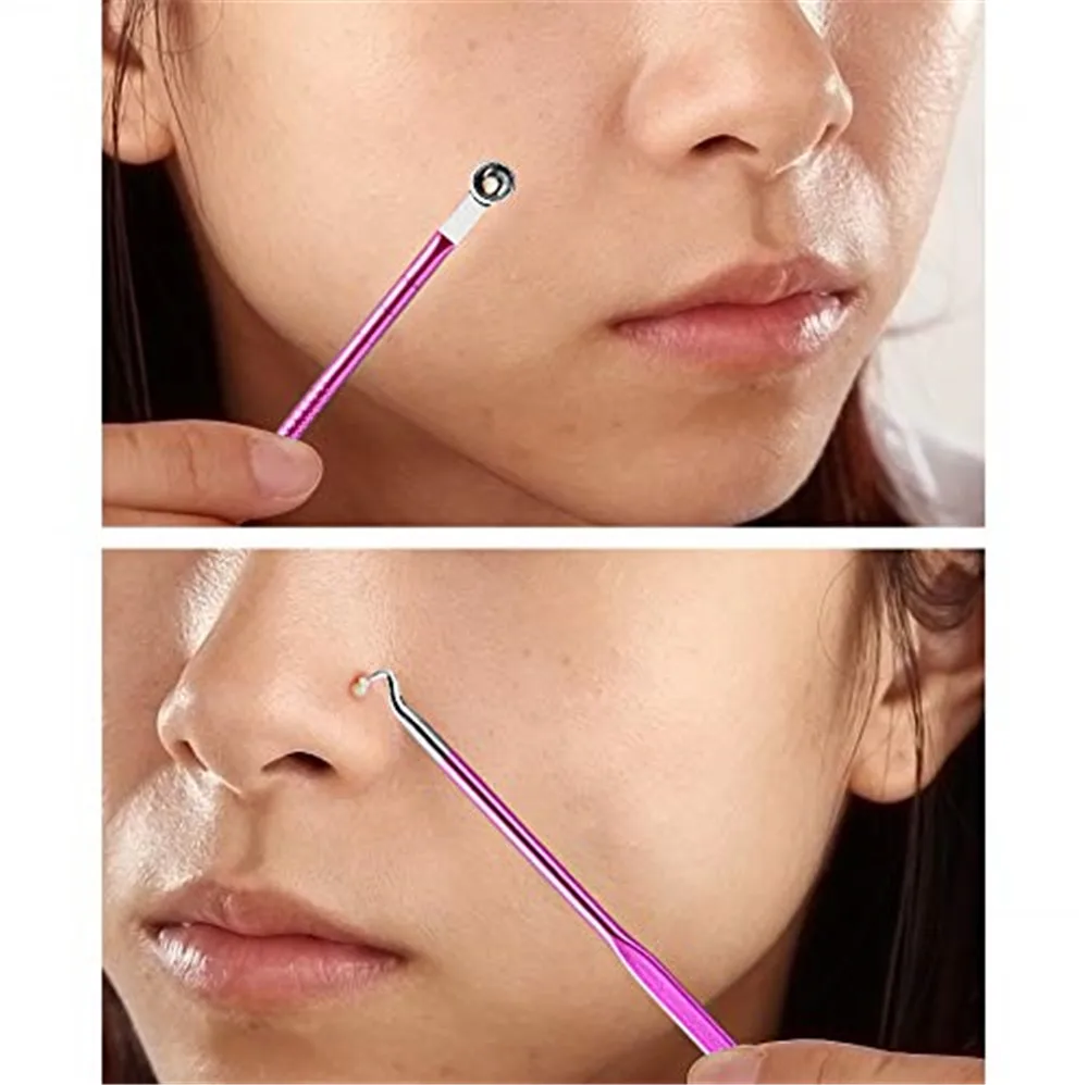 4 Stuks Acne Mee-eter Naald Comedondrukker Puistje Popper Voor Acne Comedo Smet Whitehead Zit Verwijdering, porie Behandeling Naald