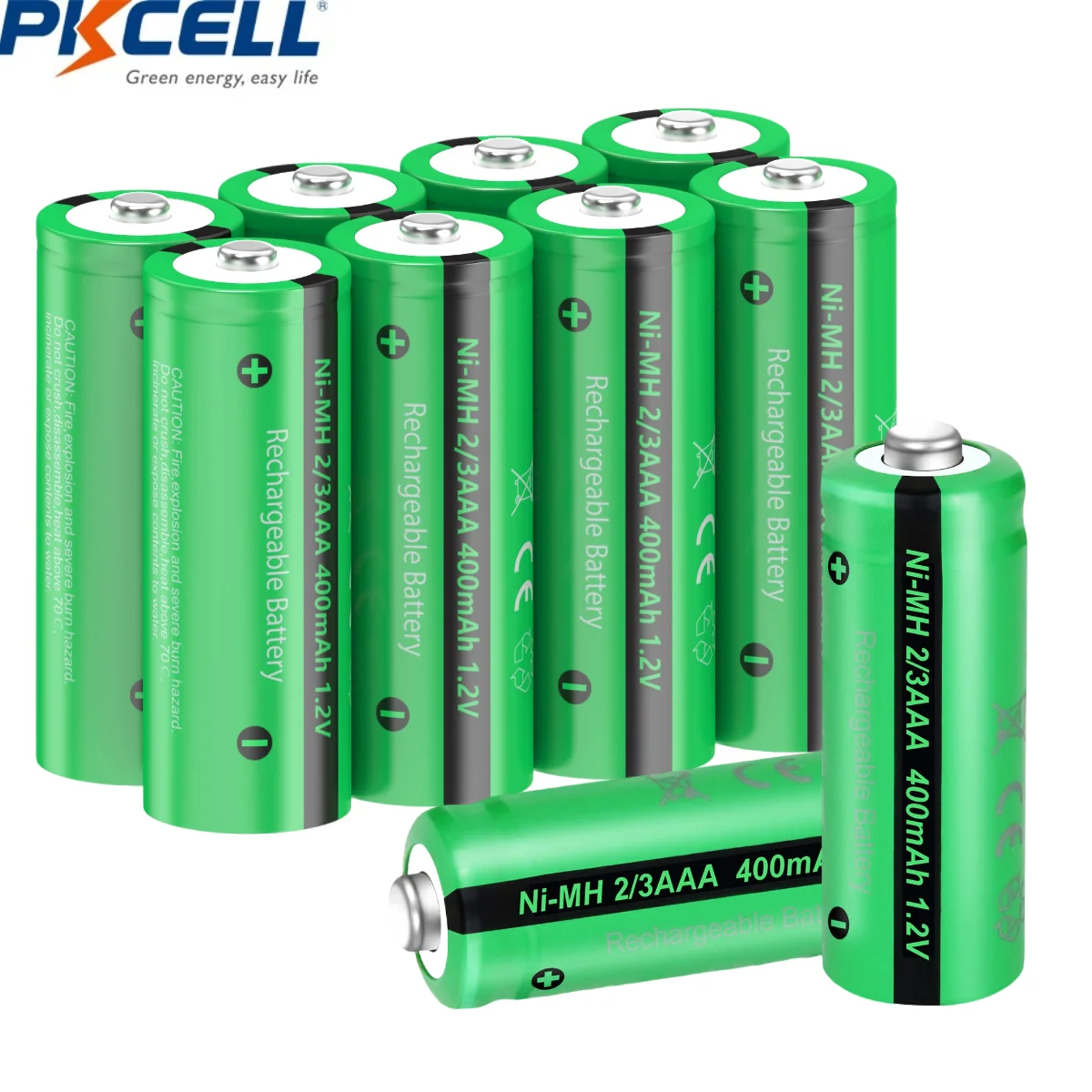 PKcell 10PC ni-mh 2/3AAA 400mah 1.2V lampa Indurstry akumulator NIMH akumulator 1.2V 2/3 AAA baterie lampa słoneczna