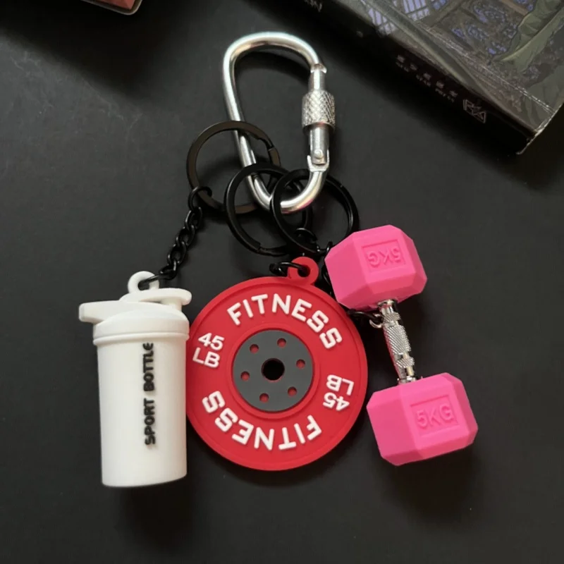 Neuer Modischer Fitness-Hantel-Schlüsselanhänger 3D Mini Simulierte Boxhandschuhe Schlüsselring mit Schloss Luxuriöser Taschenanhänger Dekoration – Detail 8