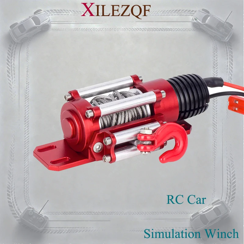 RC Simulation Winch Wireless Remote Controller with Recovery Hook for 1/10 RC Crawler TRX4 TRX6 SCX10 Wrangler CC01 TF2 D90