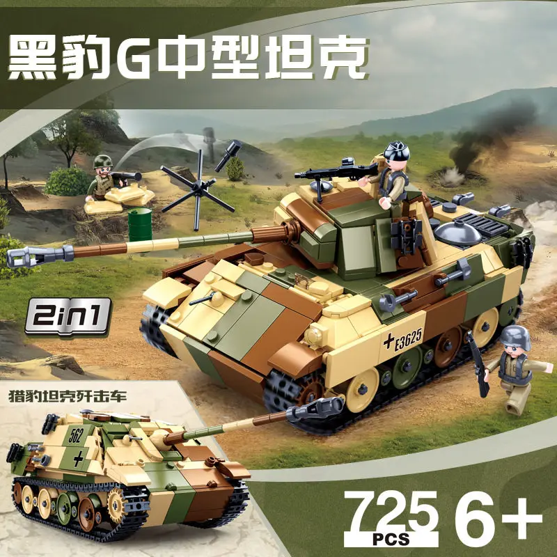 

XLUBAN WW2 Panther G Tank & Jagdpanther Tank Destroyer Building Blocks Model, Military Assembly Toy for Boys