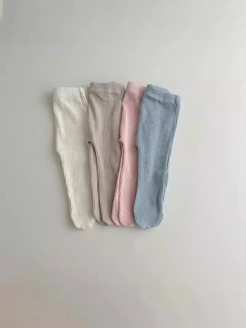 Collants en coton pour bébés garçons et filles, leggings décontractés polyvalents pour bébés, monochromes et simples, vêtements de lit en deau, automne, nouveau, 2024