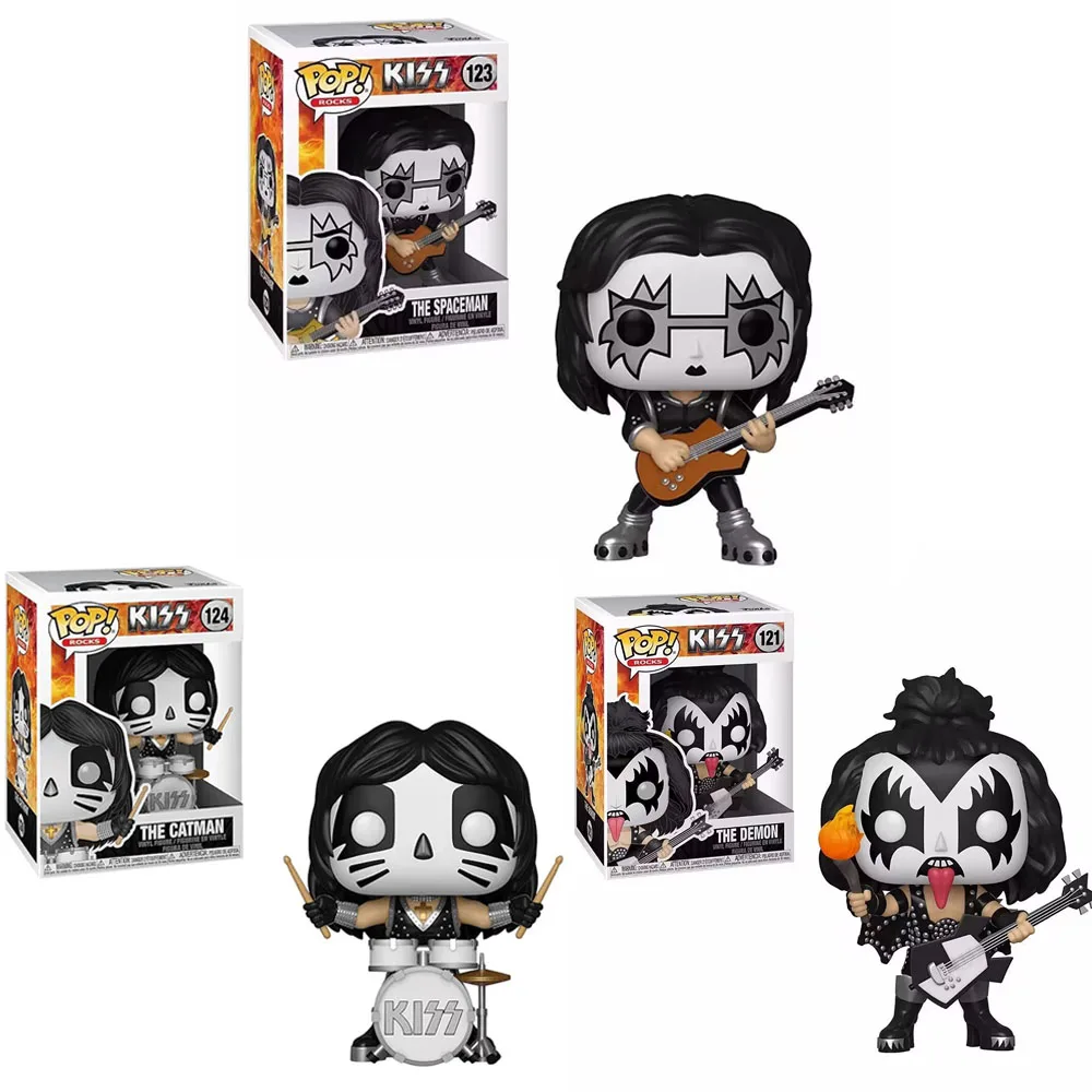 Funko Pop KISS The Spaceman #123 The Demon #121 The Catman #124 Vinyl Action Figures Toys Collectible Dolls Toys Gifts for Kids