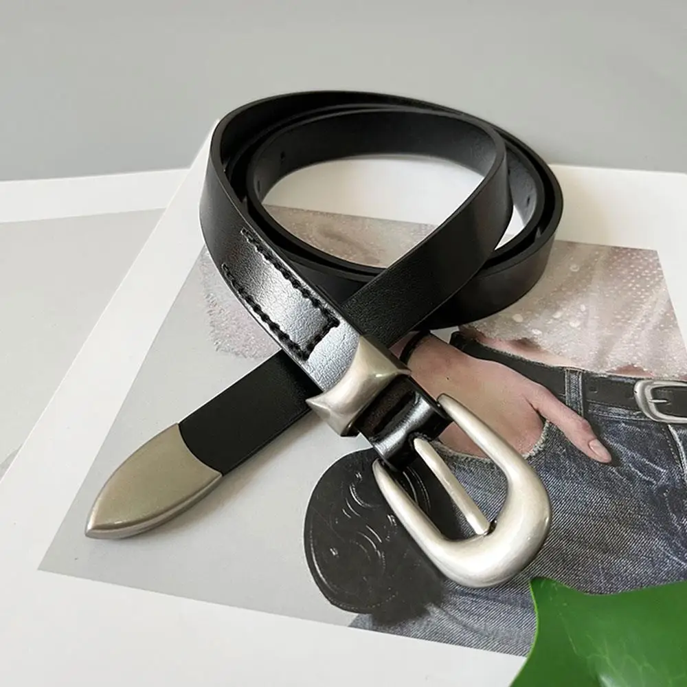 여성용 청바지 벨트 부드러운 천연 가죽 의류 장식 슬림 스커트 벨트 가죽 벨트 매듭 장식 확장형 좁은 벨트