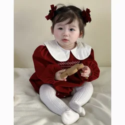 2024 Toddler Romper New Year's Gift Christmas Newborn Baby Girls Romper Girls Cute Corduroy Suspender Rompers Baby Kids Clothing