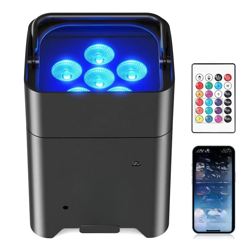 4-Piece Pack Light with Pack 6 * 18W Rgbwauv Dj Wedding Battery Stage Light LED Remote Control
