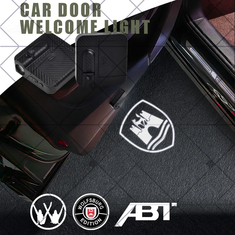 1/2 шт. для Wolfsburg Edition ABT Golf Jetta Passat Tiguan с логотипом, автомобильная HD лампа для проектора, светодиодная лампа для автоматической двери, аксессуары для приветственного света