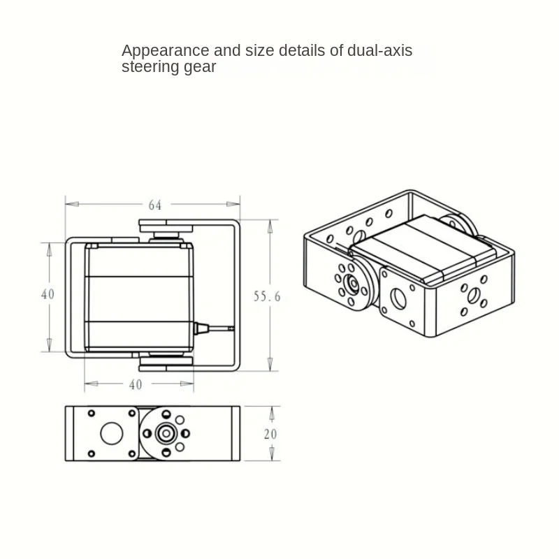 2 dof Roboterarm horizontale und vertikale kardanische Halterung DIY festes Zubehör geeignet für mg996 Lenkgetriebe programmier bares Kit – Detail 20