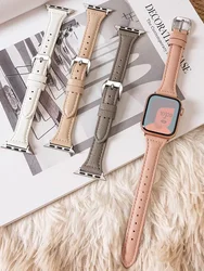 Slim Leather Strap For Apple Watch Series 10 42/46mm 9 8 7 41mm 45mm Band 38/42mm Ultra 49mm Bracelet iWatch SE 6 5 4 3 40/44mm