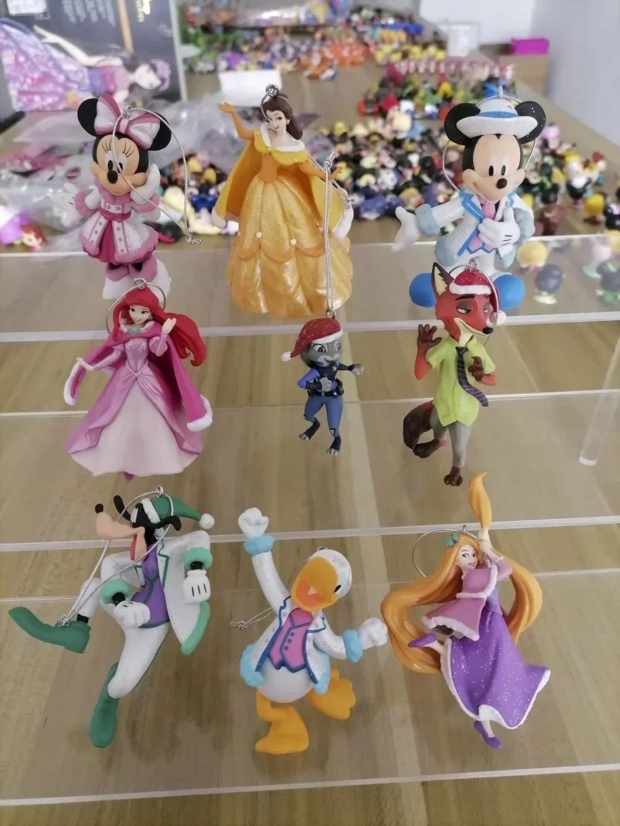 Disney Anime Figure Collection Mickey Minnie Mouse Donald Duck Zootopia Judy Tangled Rapunzel Mermaid Pendants Kids Gifts