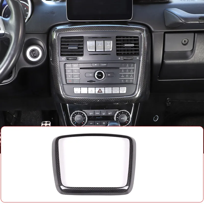 Real Carbon Fiber Central Control CD Air Conditioning Control Panel Cover Trim For Mercedes Benz G Class W463 2012-2018