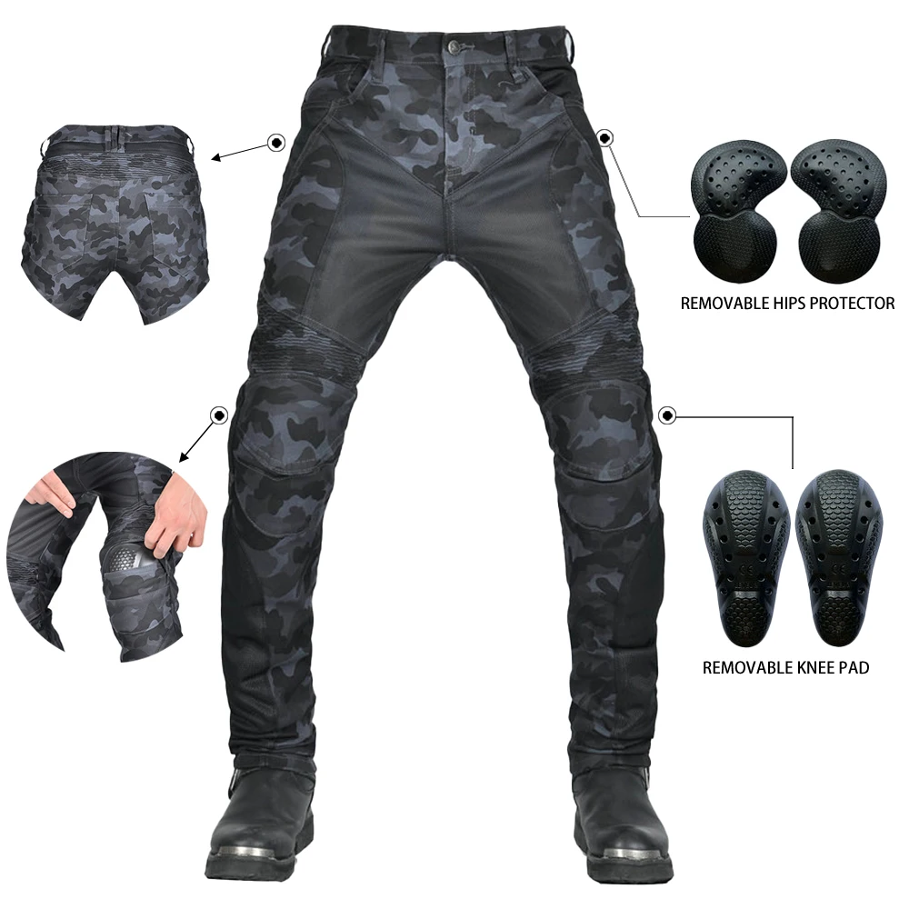 2025 nuevos hombres motocicleta conducción al aire libre jinete Camo Jeans equipo de protección carreras de carretera estiramiento multicolor pantalones opcionales