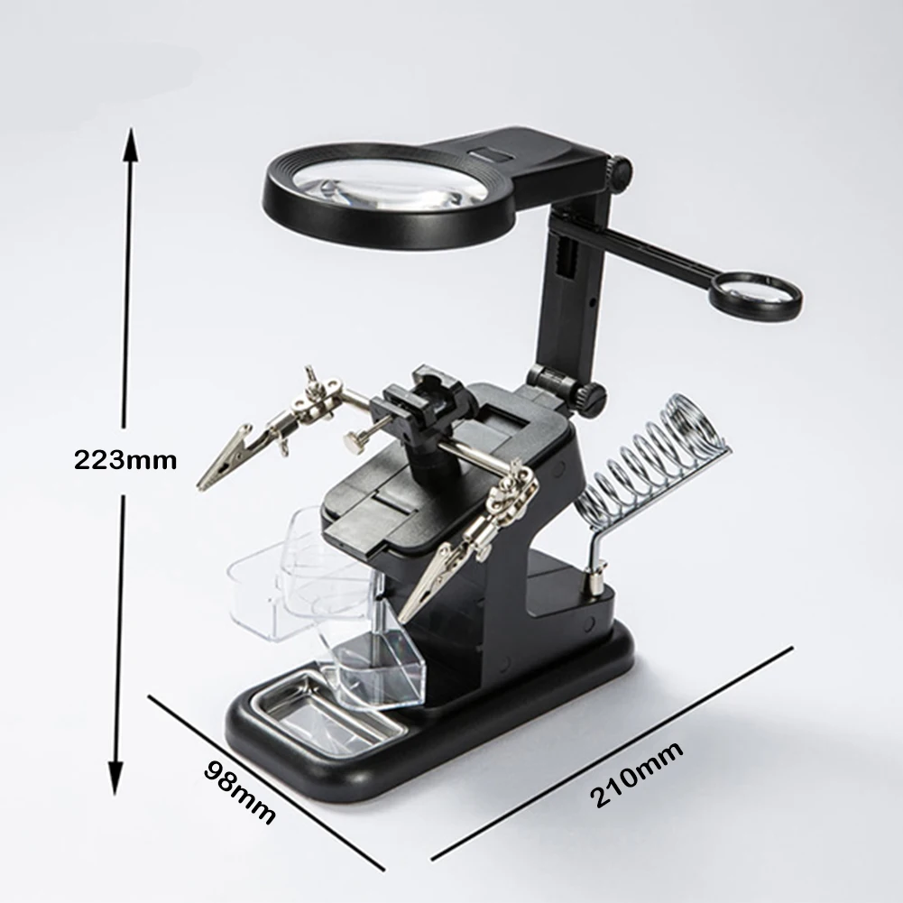 3X 4.5X 25X Welding Magnifier with LED Light Desktop Magnifying Glass Alligator Clip Loupe Helping Hand Soldering Repair Tool