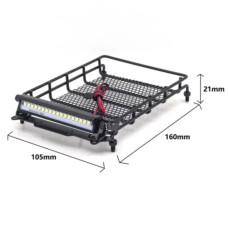 Portaequipajes de Metal para coche teledirigido, portaequipajes de techo con luz LED 1/12, piezas de actualización, accesorios para MN D90, D91, D96, MN98, MN99S