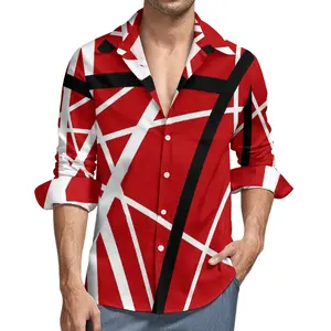 Linhas de Van Halen masculinas estampa blusas de manga longa, camisas vintage casuais, roupas elegantes, plus size, sem bolsos, outono 8 principais vendas relogio van heusen - №1