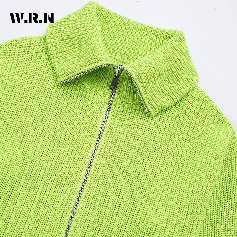 2024 Autumn Winter Y2k Knitting Long Sleeve Casual Cardigans Korean Women Fashion Solid Color Zipper Street Punk Sweater Top