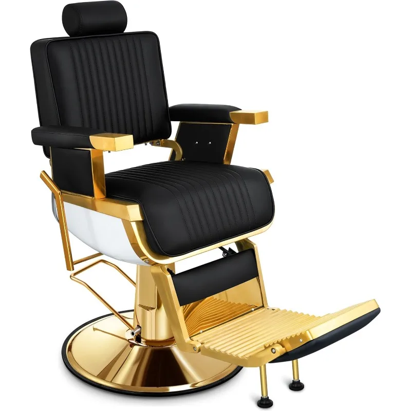 Reclining Salon Chair with Adjustable Backrest & Lumbar Support, Elegant Design Stylist Chair, Heavy Duty Hair Barber