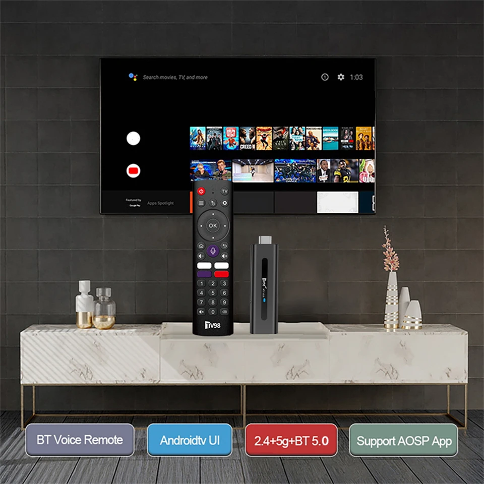 Android 14.0 TV Stick TV98 ATV Smart TV Box 8K Video BT5.0 2.4G 5G
