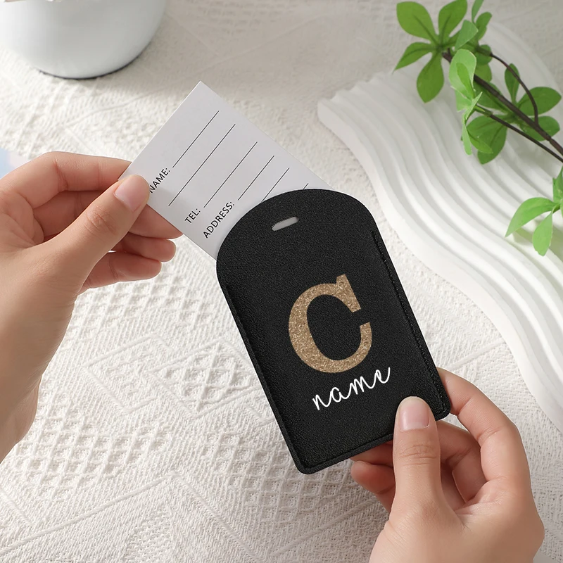Simple A-Z Initial Customized Name Luggage Tag Creative Travel Durable Id Identification Card Holder Luggage Boarding Tags Gifts
