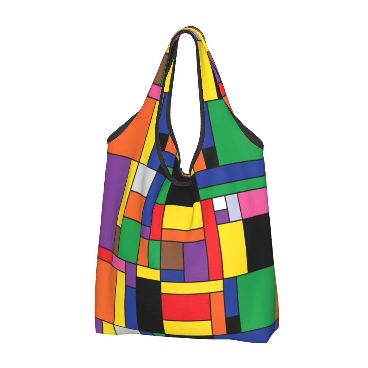 Pride De Stijl Groceries Shopping Tote Bag Women Fashion Piet Mondrian Abstract Art Shopper Shoulder Bags Big Capacity Handbag