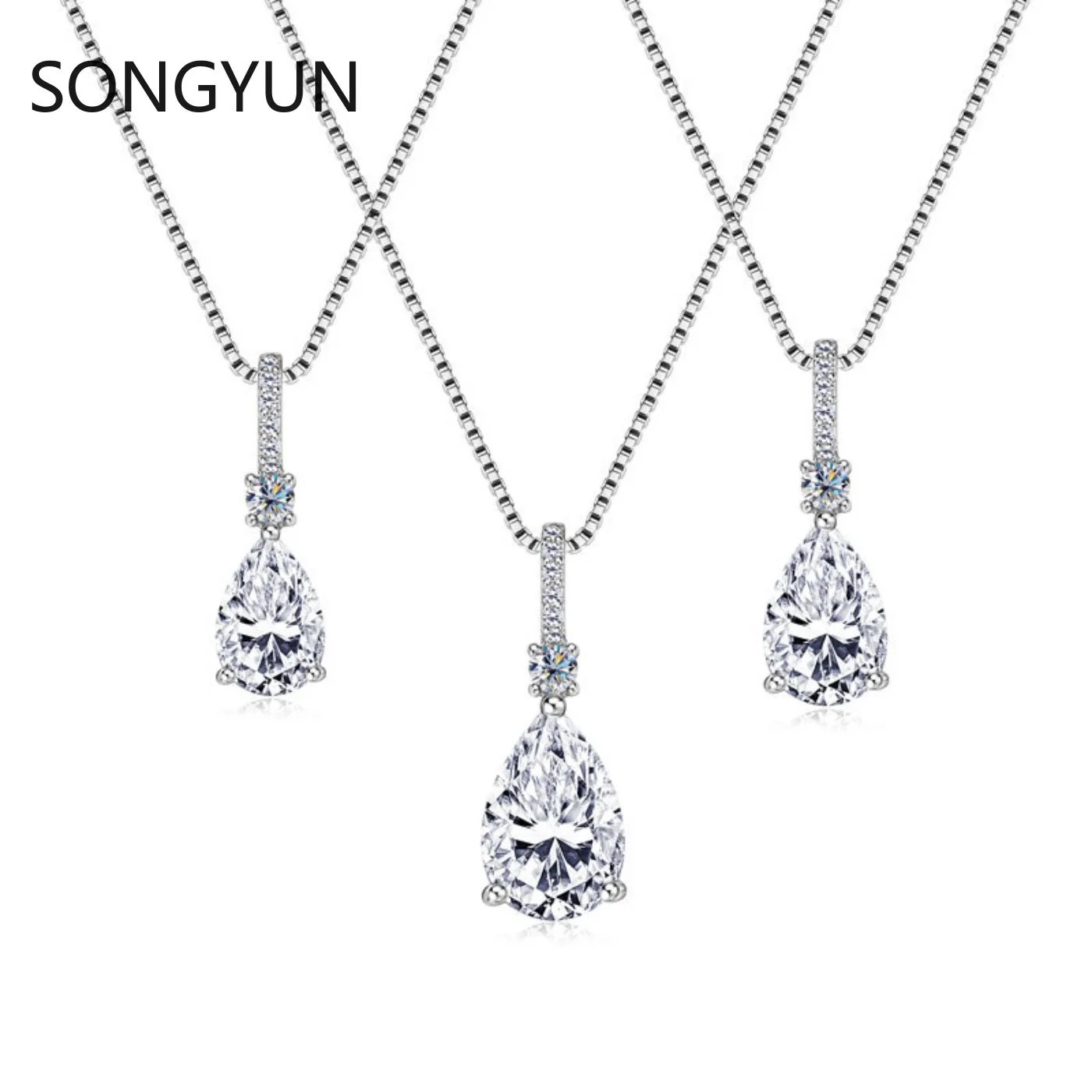 SONGYUN Luxury Jewelry 925 sterling silver Pendant Necklace Women GRA Certificated D Color Moissanite Diamond Necklaces Pendants