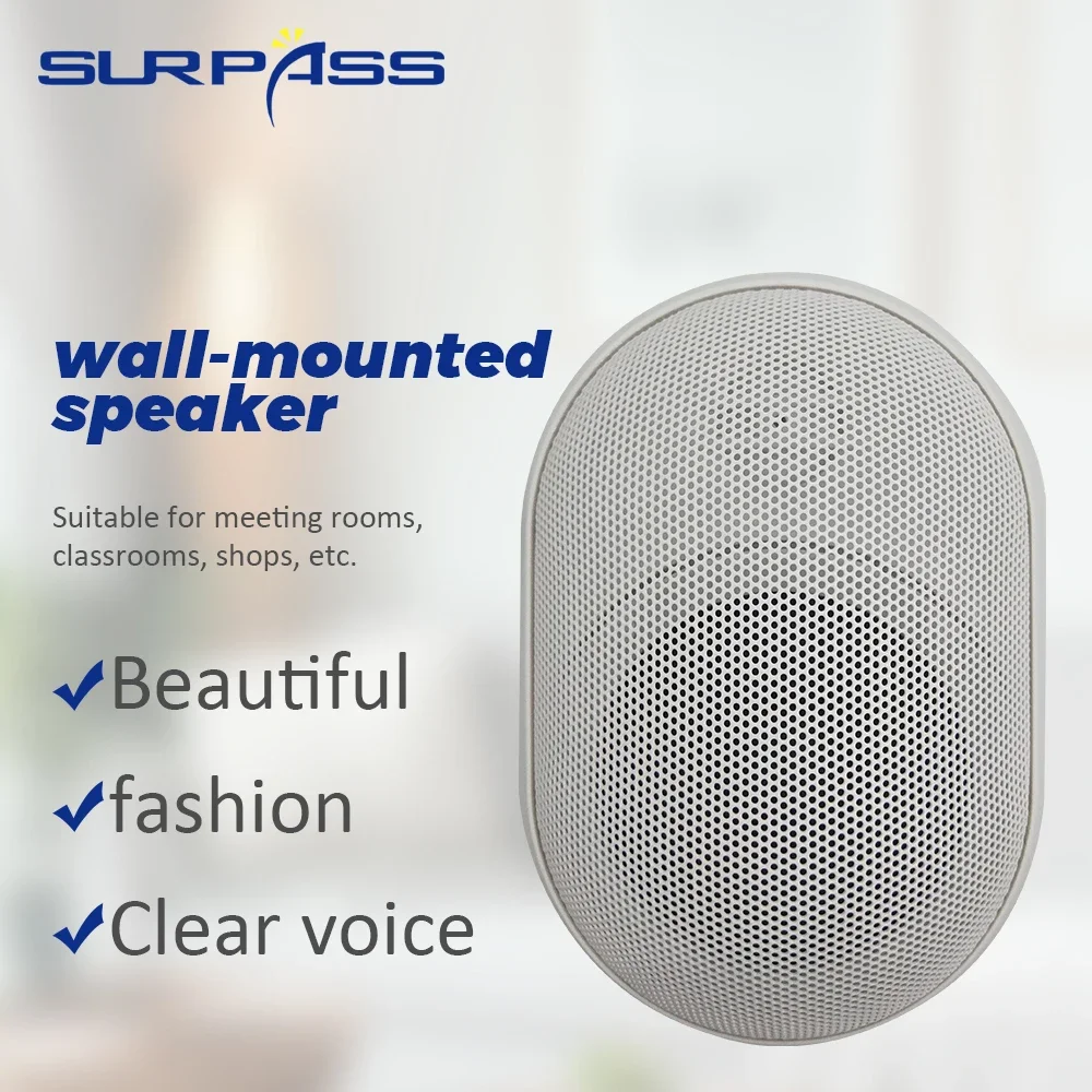 Outdoor Wall Mount Speaker Waterproof IP55 Wall Speaker Fashion 15W Stereo PA System Music Loudspeaker for Restaurant Classroom