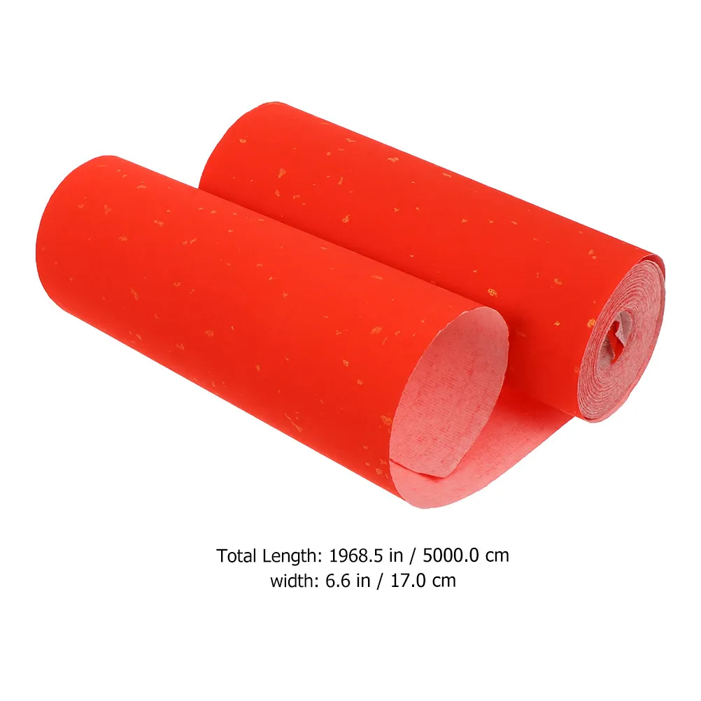 1 Roll Red Couplets Paper Classic Bronzing Pattern High Toughness Slow Ink Infiltration Chinese New Year Calligraphy Paper