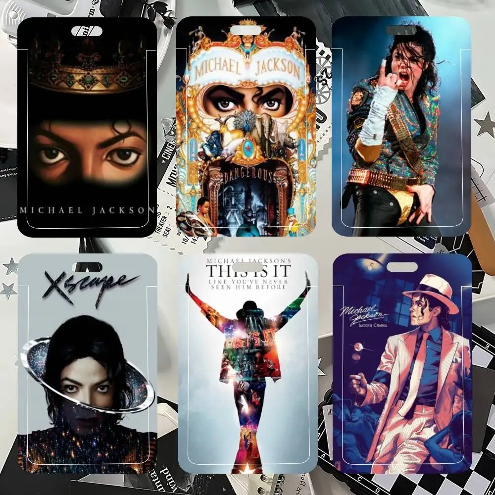 Cool M-Michael J-Jackson ID Card Holder Neck Strap Pendant Door Badge Holder Lanyards Keychain Work Credential Case Gift