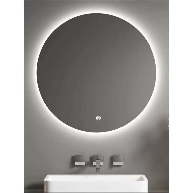 Intelligent bathroom circular mirror, bathroom with light mirror, LED touch screen sensing, anti fog, luminous, wall mounted