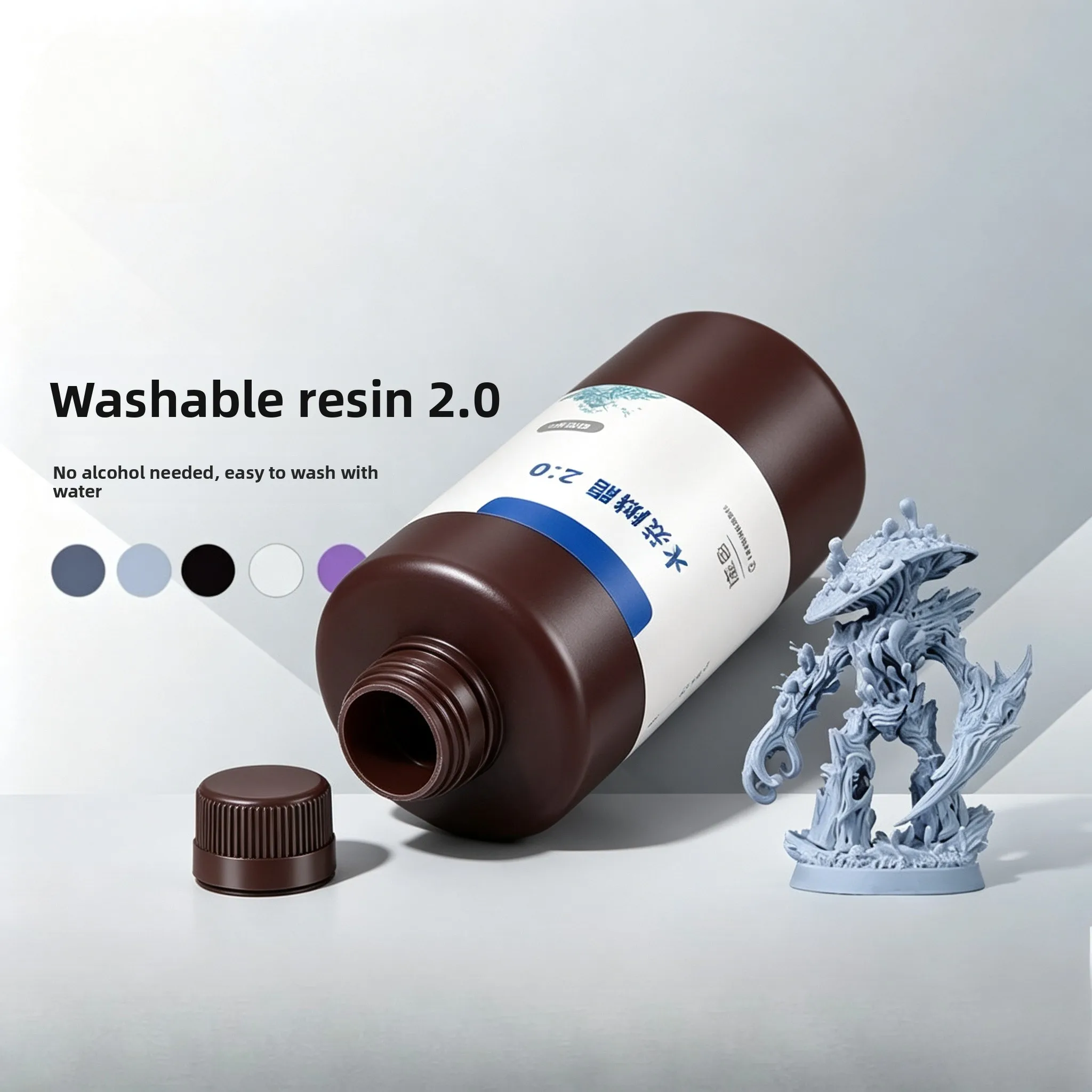 Water‑Washable Photopolymer Resin High Precision Light‑curing 3D Printing Consumable for LCD DLP Printer 405nm 1KG Pack