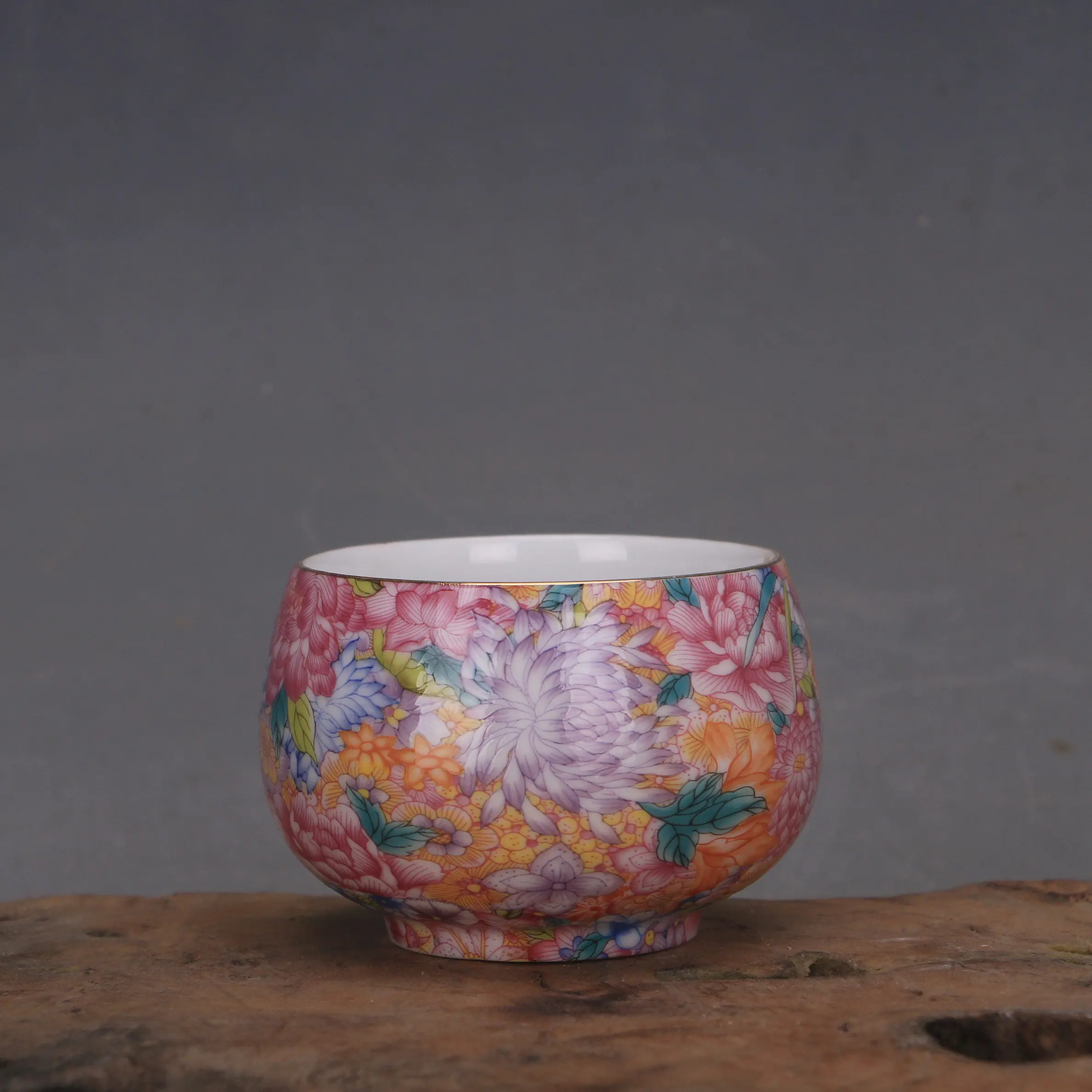 Jingdezhen Famille Rose Gold Tracing Arhat Bowl Cup Replica Chinese Porcelain Home Decor Tea Gift