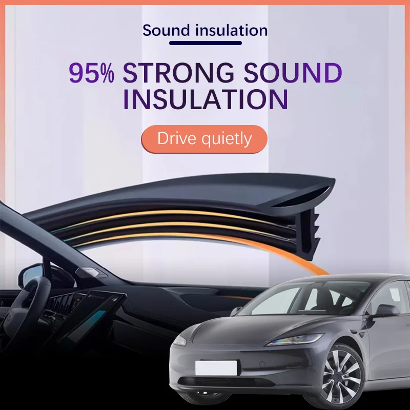 Car Dashboard Sealing Strip Interior Auto Noise Sound Insulation Rubber Trim Weatherstrip Car Accessories For Tesla Model 3