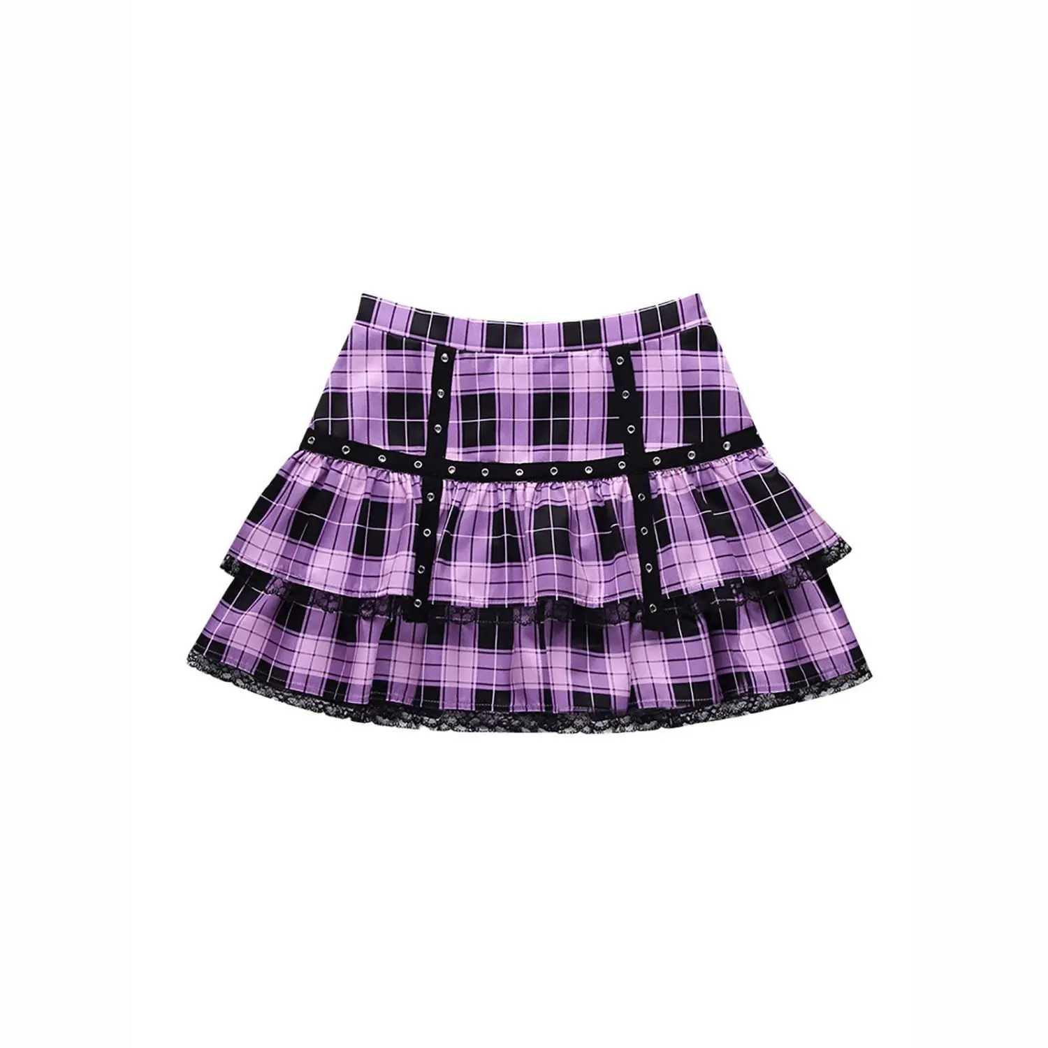 Japanese Harajuku Plaid Cool Girl Y2k Skirt Spice Girls Cake Mini Skirt Fashion Sweet Lace Flounce Slim Waist Punk Mini Skirt