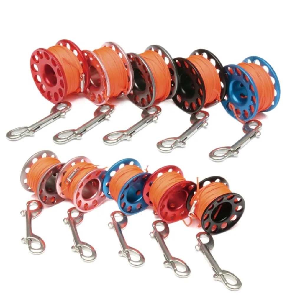 

Scuba Diving Spool Finger Reel 15/30M Double Ended Hook Anti-Missing Marker Line Stainless Steel Bolt Snap