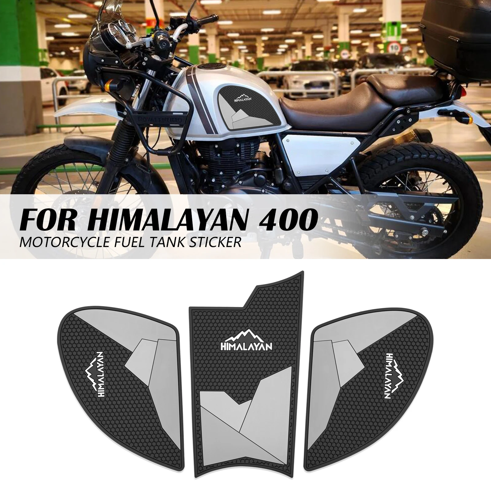 

Новые наклейки-накладки на бак для мотоциклов Himalayan 400 и Himalayan 411 (2016-2023), противоскользящие, резиновые, водонепроницаемые, для боковых частей топливного бака.