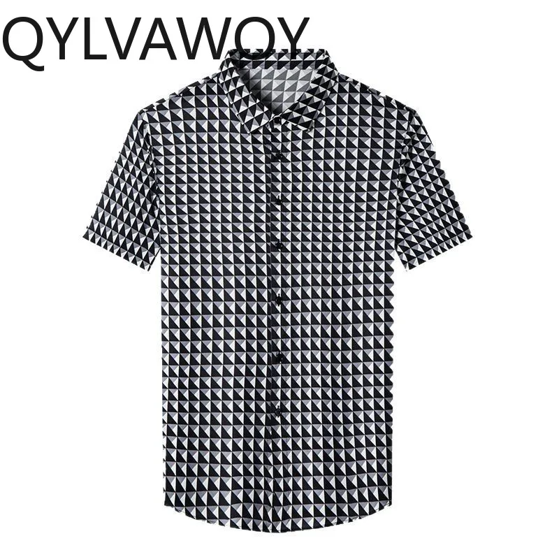 

QYLVAWOY 92.4% Real Mulberry Silk Men's Shirts 2025 Summer Shirts Short Sleeve Shirts for Men Ventilate Tops Man Clothing Casual