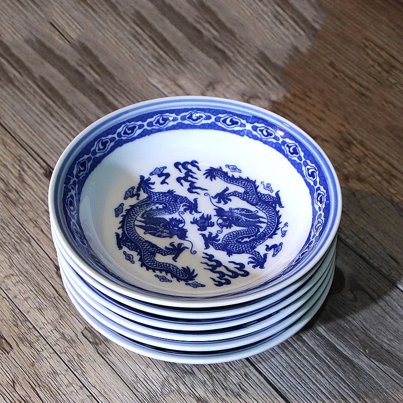 5/5.5 Inch Jingdezhen Blue and White Porcelain Vintage Ceramic Small Plate Sauce Dish Chinese Tableware Accessories Seasoning