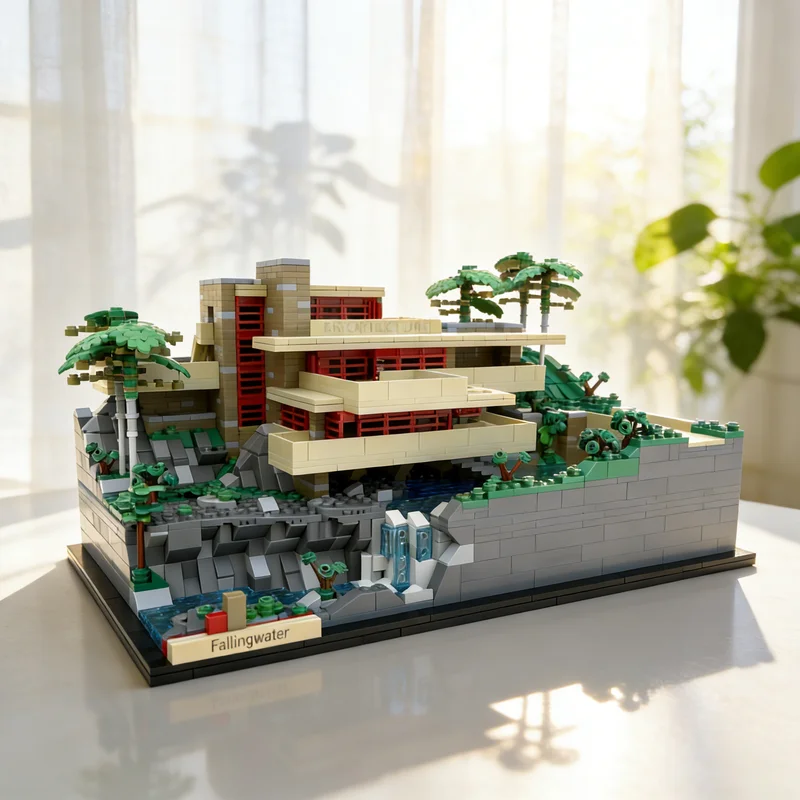 2671pcs MOC Fallingwater Upscale 1 Model Building Blocks Architecture DIY Creative Idea Assemble Birthday Christmas Gift Toy