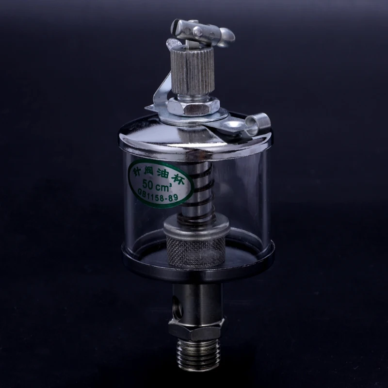 50mL Engine Machine Lubricator Oil Gravity Drip Feed Oiler Clear+Silver