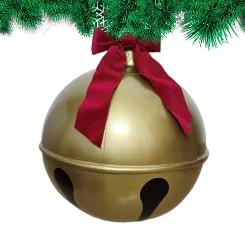 Inflatable Christmas Ornaments Balls Reusable Lighted Bow Bell Balls Blow Up Christmas Inflatables Bell Balls Outdoor Holiday