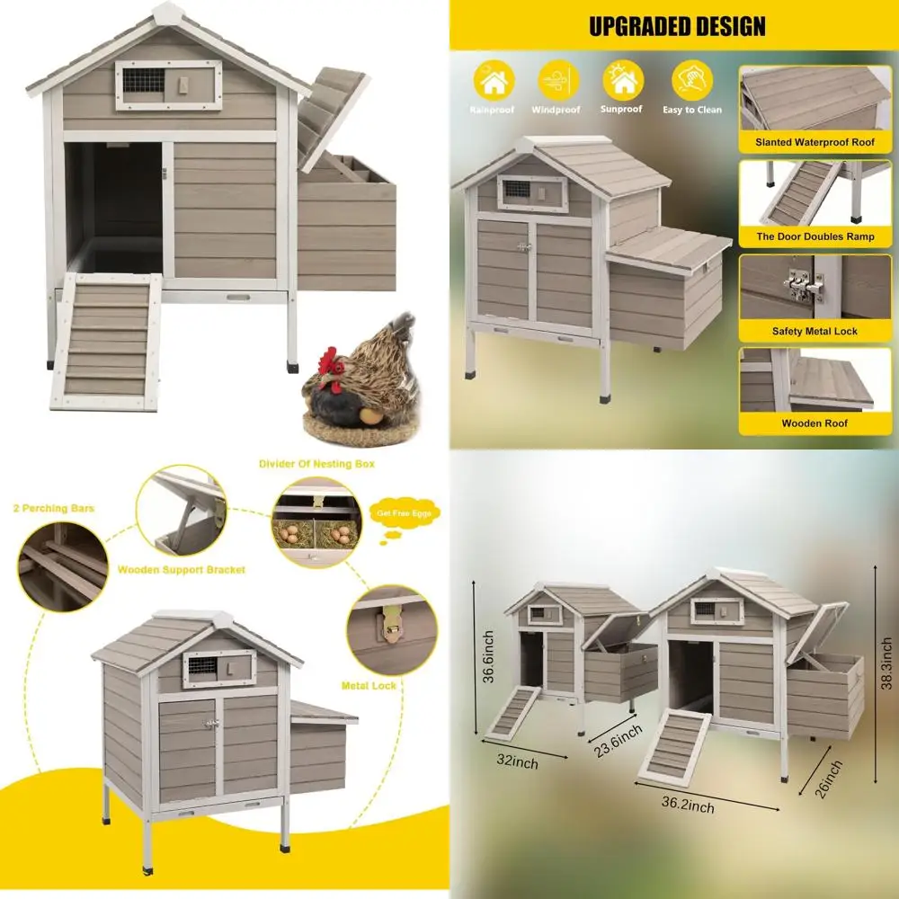 حظيرة دجاج خشبية لعدد 1-3 دجاج مع صينية قابلة للإزالة، قفص الدواجن في الفناء الخلفي في الهواء الطلق