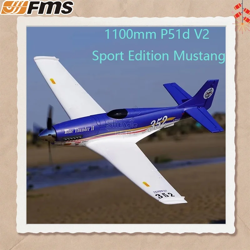 Fms 1100mm P51d V2 Sport Edition Mustang Remote Control Fixed Wing Model With Good Performance And Stable Flight