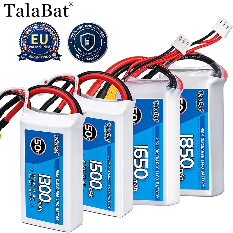 2Pcs TalaBat 2S LiPO Battery 7.4V 1300mAh 1500mAh 1650mAh 1850mAh 50C With T XT60 For RC Truck Car FPV drones Hobby Parts