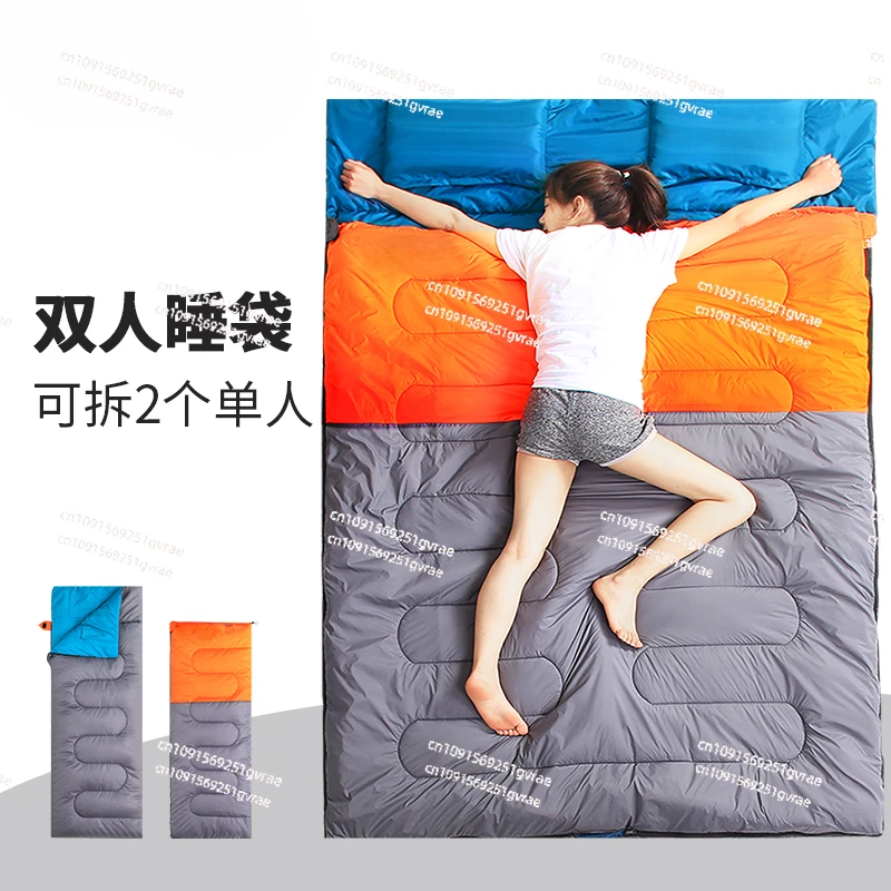 

Double sleeping bag adult outdoor camping four-season universal adult portable winter warm thickened camping
