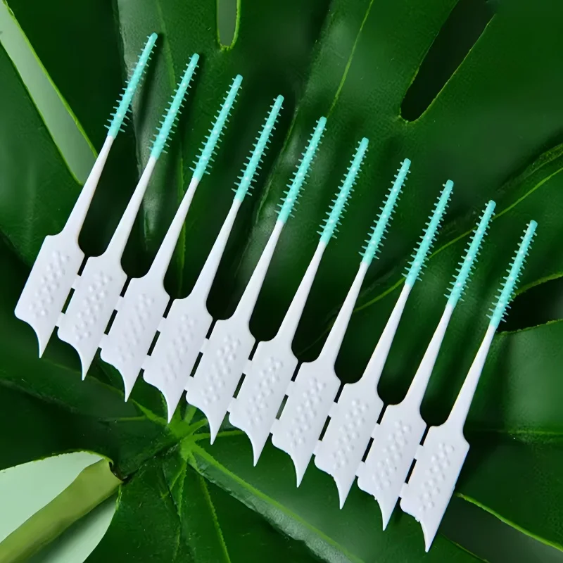 100pcs Interdental Silicone Brushes Dental Toothpicks Brush Between Teeth Silicone Toothpicks With Thread Oral Cleaning Tool