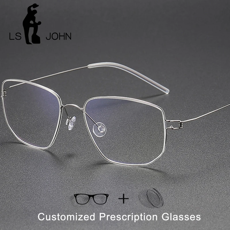 

Pure Titanium Glasses Frame Men Ultralight Screwless Customized Myopia Reading Prescription Eyeglasses Women Square Eyewear