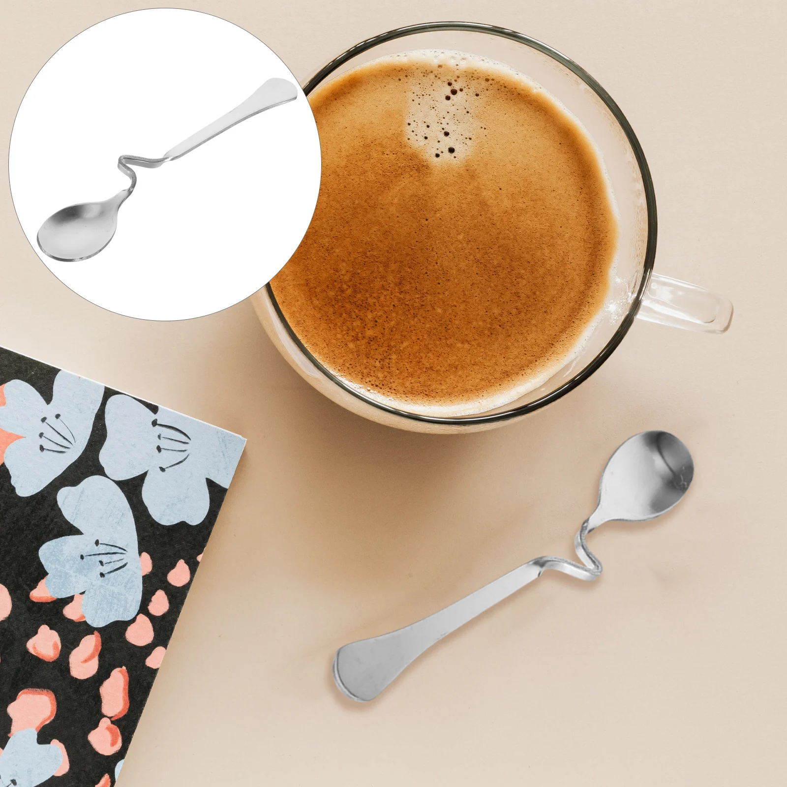 

6Pcs Stainless Steel Coffee Spoon Curved Design for Hanging on Cup and Practical for Daily Use Coffee Spoon