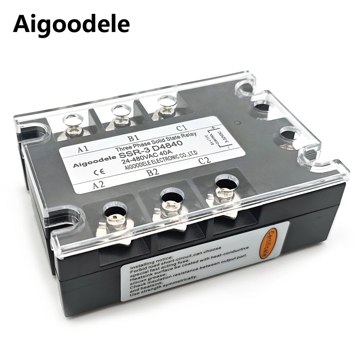 3 Phase DC-AC 10A 25A 40A DA 60A 80A 100A Three Phase SSR 3-32V DC Control 24-480V AC Solid State Relay SSR JGX-3 D4840